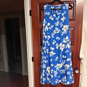 Anne Klein Royal Blue Floral Midi Dress